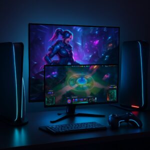 Ilustrasi Koleksi Game Online 2026 dengan Desain Futuristik